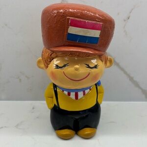 Vintage Bisque Big Head Piggy Bank Netherlands Dutch Boy KGG for Germany